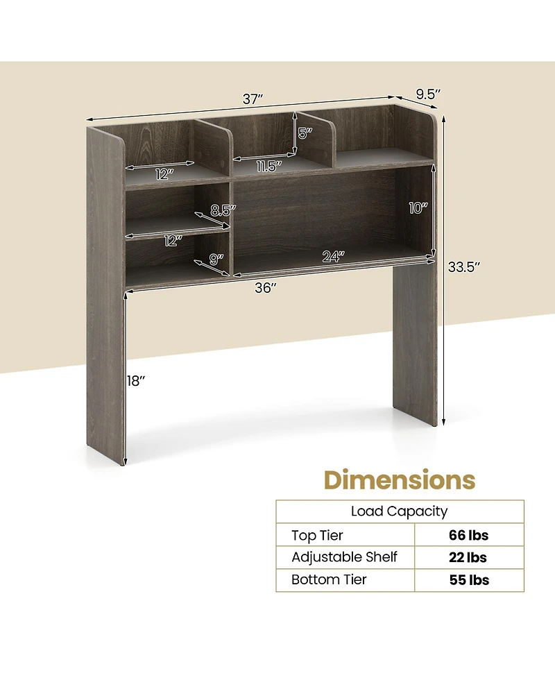 Gymax 3-Tier Desktop Bookshelf with 6 Shelves Desk Organizer for Computer Desk