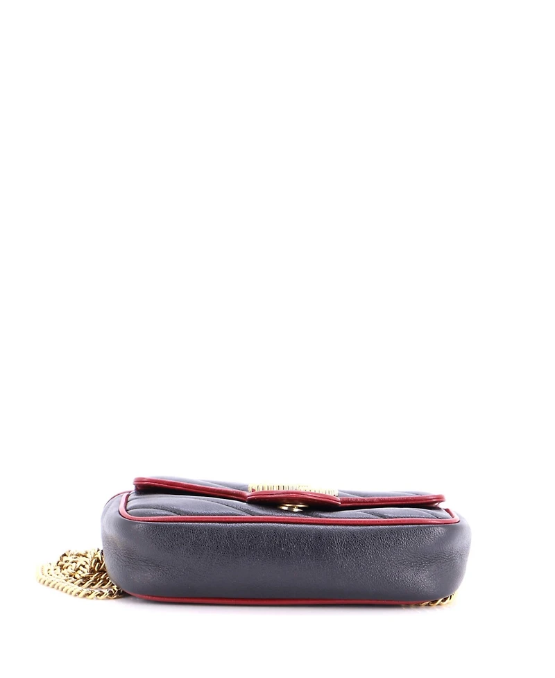Pre-Owned Gucci Super Mini Gg Marmont Flap Bag Diagonal Quilted Leather