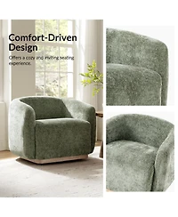 Hulala Home Berklie Modern Boucle Chenille Swivel Armchair with Solid Wood Base