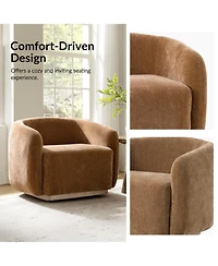Hulala Home Berklie Modern Boucle Chenille Swivel Armchair with Solid Wood Base