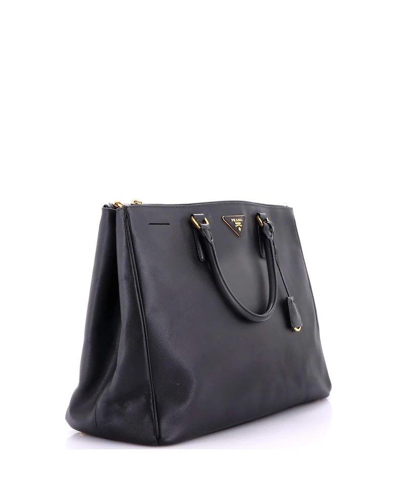 Pre-Owned Prada Xl Double Zip Lux Convertible Tote Saffiano Leather