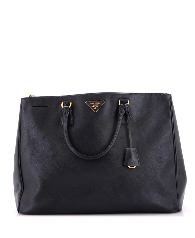 Pre-Owned Prada Xl Double Zip Lux Convertible Tote Saffiano Leather