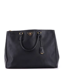 Pre-Owned Prada Xl Double Zip Lux Convertible Tote Saffiano Leather