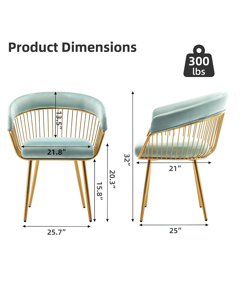 Dyhome Mid-Century Modern Glam Velvet Dining Chairs Set of 2