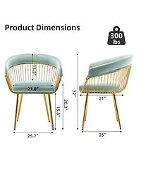 Dyhome Mid-Century Modern Glam Velvet Dining Chairs Set of 2