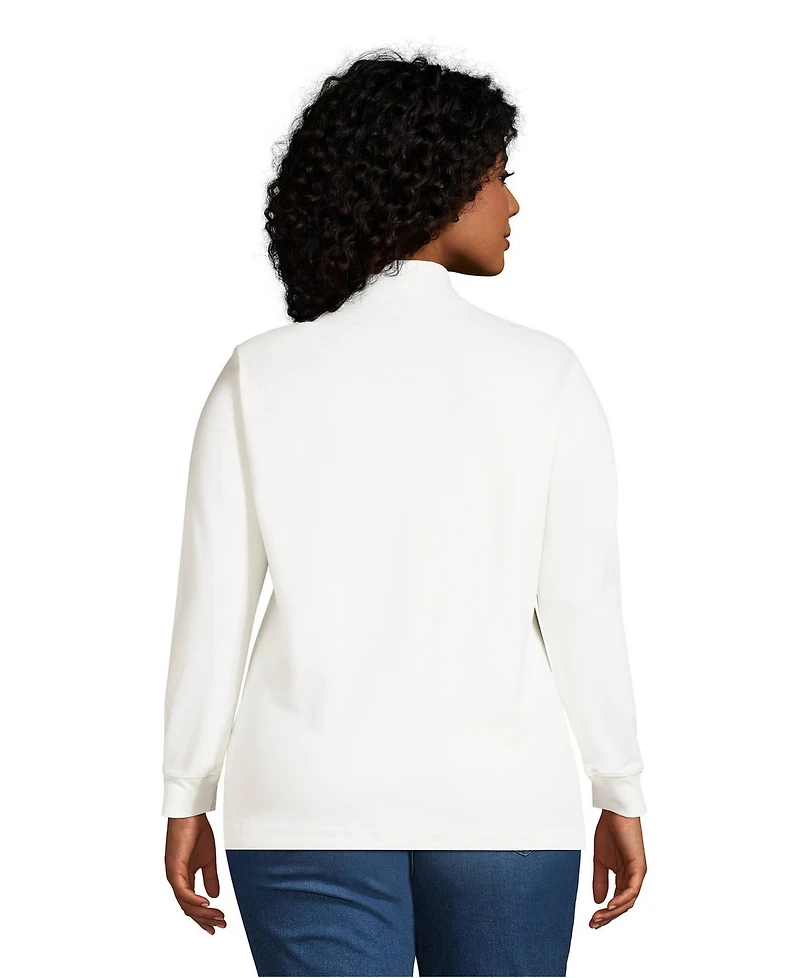 Lands' End Plus Size Long Sleeve Supima Mock Turtleneck