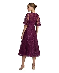Mac Duggal Petite Flutter Sleeve Embroidered Midi Dress