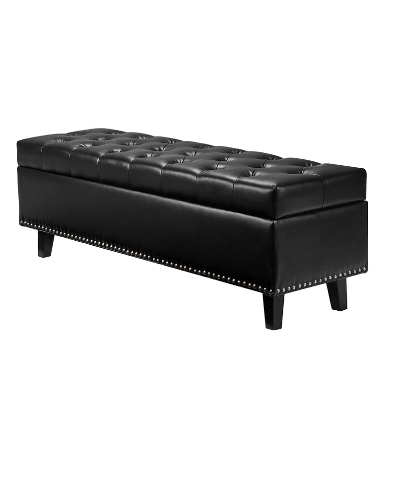 Flynama Pu Leather Button-Tufted Storage Ottoman Bench