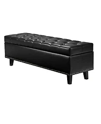 Flynama Pu Leather Button-Tufted Storage Ottoman Bench