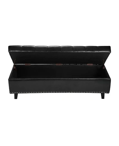 Flynama Pu Leather Button-Tufted Storage Ottoman Bench