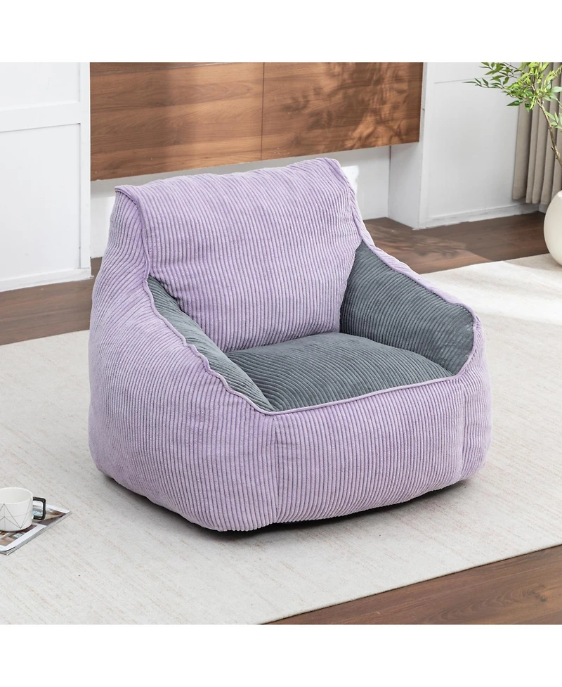 Rainsken Bean Bag Chair, Comfy Corduroy Large with Filler Included, Soft Beanbag Chairs, Ergonomic, for Bedroom and Living Room