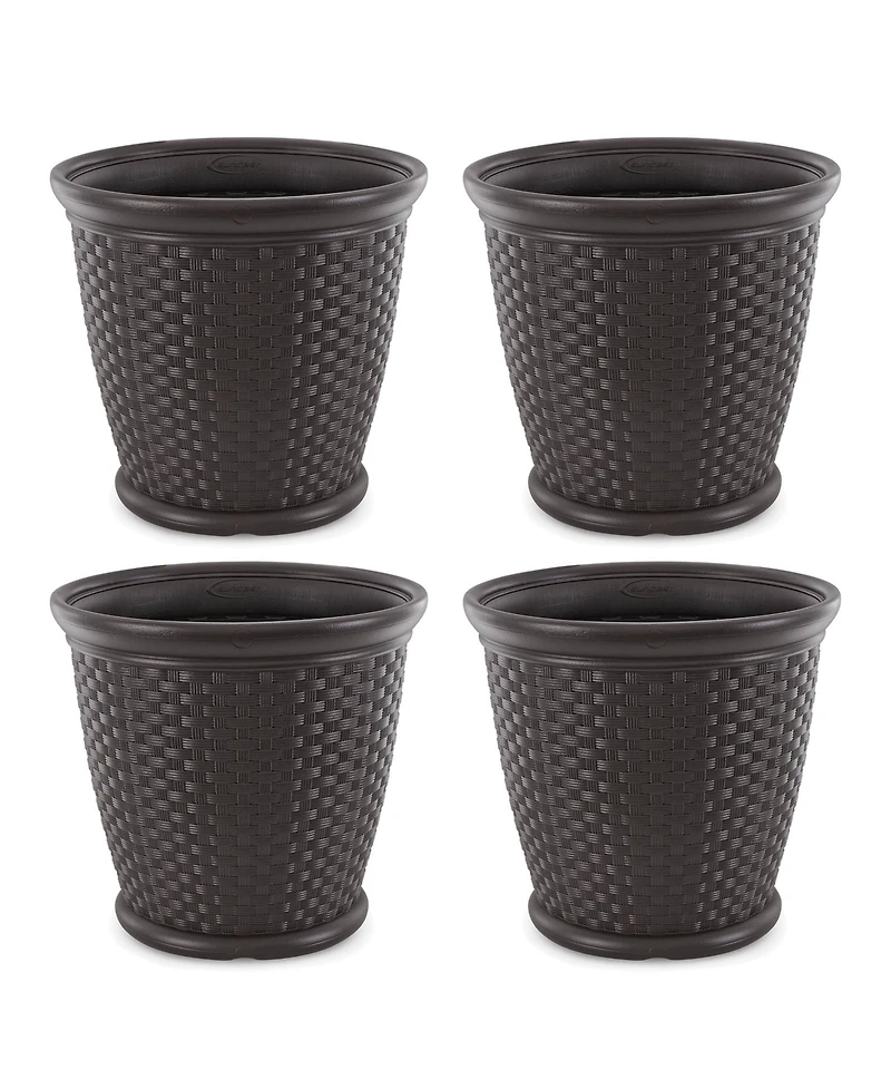 Suncast Sonora 22" Wicker Decorative Garden Flower Planter, (4 Pack)
