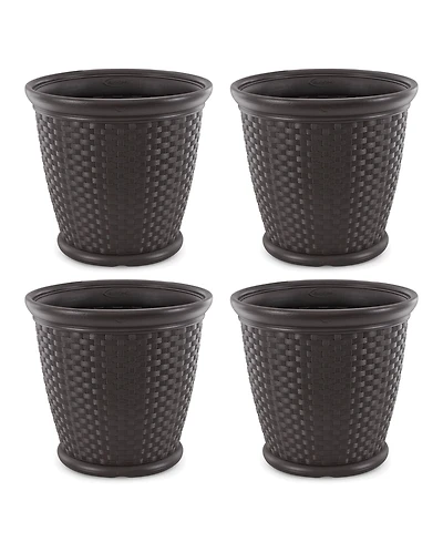 Suncast Sonora 22" Wicker Decorative Garden Flower Planter, (4 Pack)