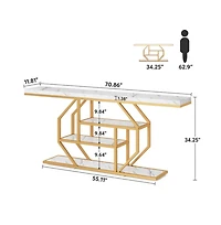 Slickblue 4-Tier Accent Console Table with Open Storage Shelves for Living Room Display