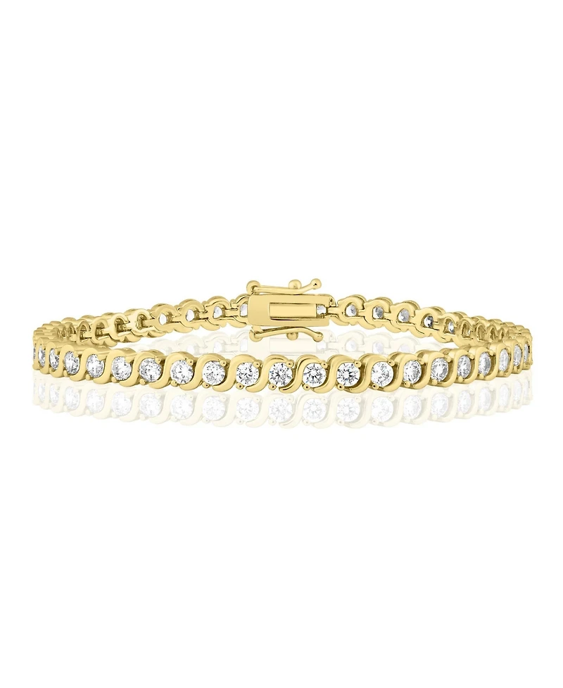 Simona Radiant Round Cz Polished Wave Design Tennis Bracelet