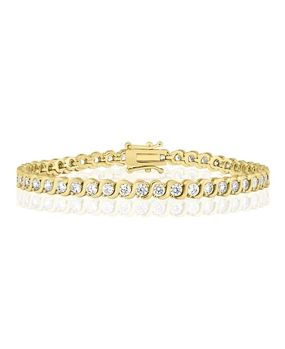 Simona Radiant Round Cz Polished Wave Design Tennis Bracelet