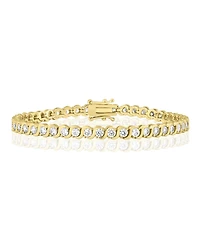 Simona Radiant Round Cz Polished Wave Design Tennis Bracelet