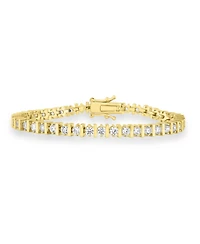 Simona Radiant Alternating Round Cz and Polished Lined Bracelet