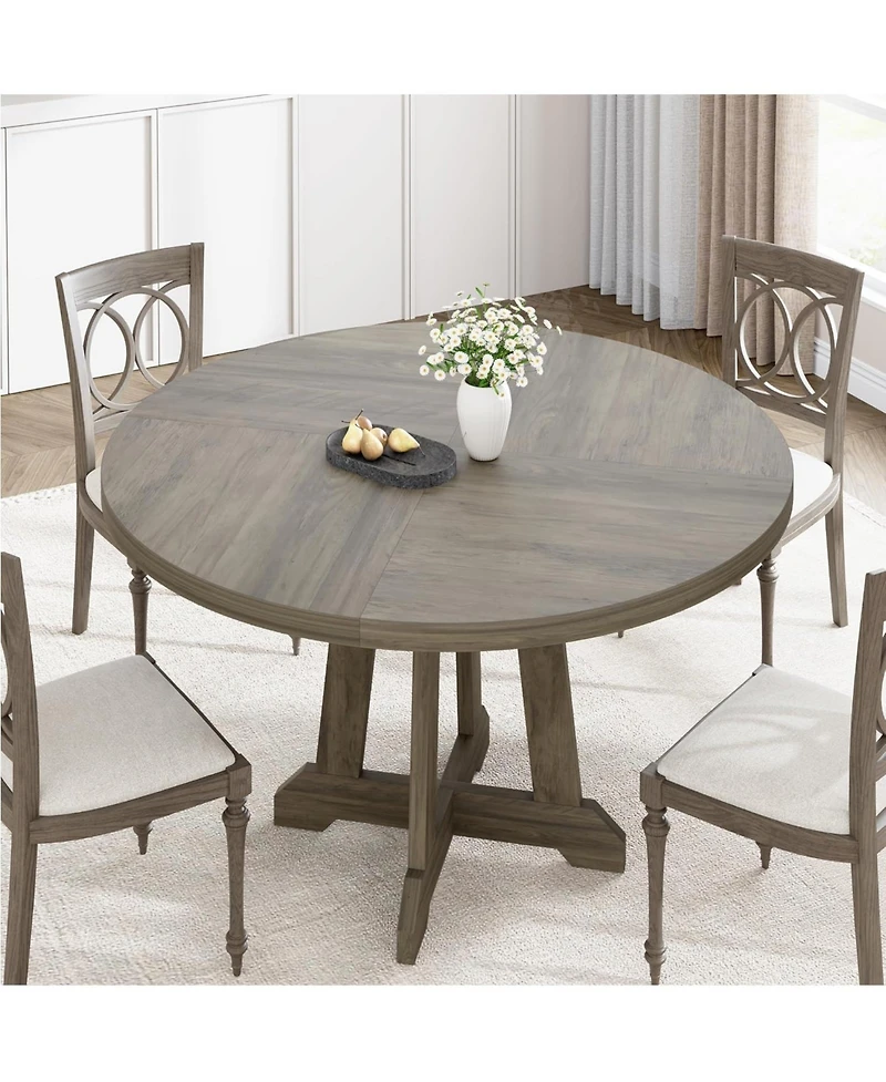 gaomon Kitchen Table Dining Table for 4 to 6 People Round Dining Table Wooden Kitchen Table for Dining Room, Home Office