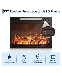 homfan 71 Inch Electric Fireplace with Matal, Fireplace Tv Stand for Tv Up to 80", Entertainment Center with Storage, with Remote Control and 3d Flame
