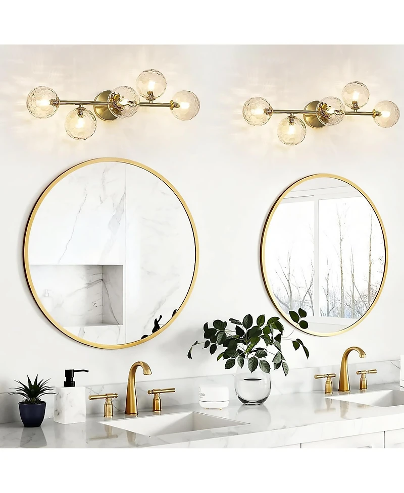 Midola Bathroom Vanity Light Fixtures: Modern Bath 5 Lights Brushed Golden Brass Wall Sconce