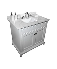 Sillysis 31/37/43 Inch Carrara Marble Stone Vanity Top with Ceramic Undermount Sink and Backsplash