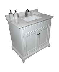 Sillysis 31/37/43 Inch Carrara Marble Stone Bathroom Vanity Top with Rectangular Undermount Sink and Backsplash