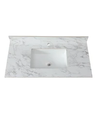 Sillysis 31/37/43 Inch Sintered Stone Bathroom Vanity Top with Rectangular Undermount Sink, 4 Inch Backsplash