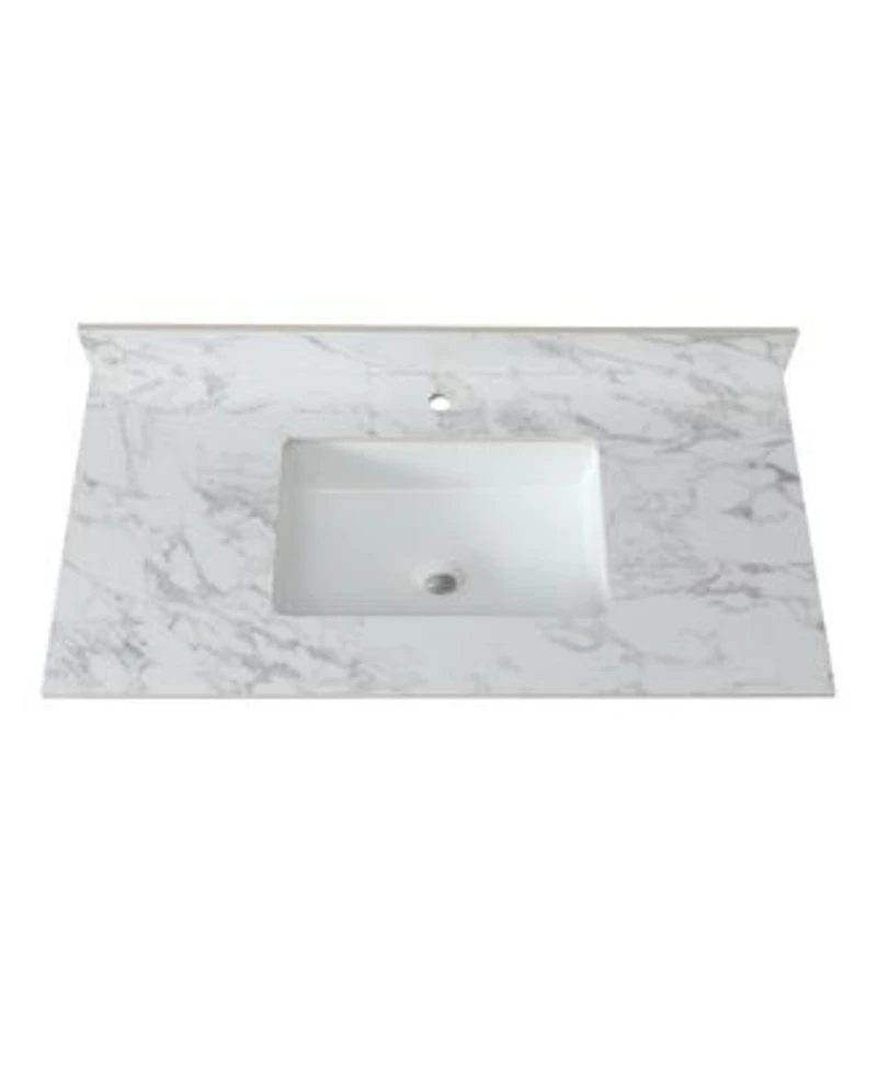 Sillysis 31 37 43 Inch Sintered Stone Bathroom Vanity Top With Rectangular Undermount Sink 4 Inch Backsplash American Design