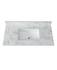 Sillysis 31 37 43 Inch Sintered Stone Bathroom Vanity Top With Rectangular Undermount Sink 4 Inch Backsplash American Design