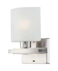 Possini Euro Design Modern Wall Light Sconces Set of 2 Brushed Nickel Hardwired 8 1/2" Fixture White Linen Glass Shade for Bedroom