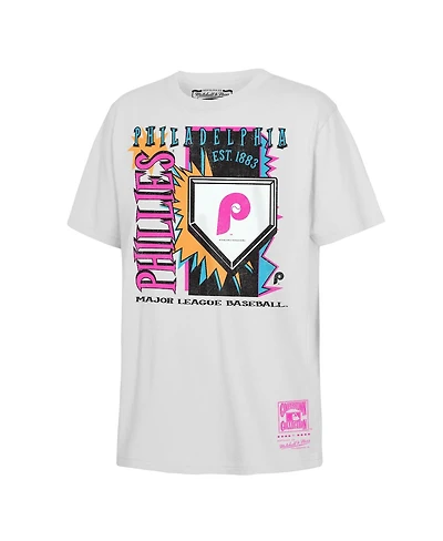 Mitchell & Ness Big Boys and Girls White Philadelphia Phillies Cooperstown Neon Field Shock T-Shirt