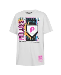 Mitchell & Ness Big Boys and Girls White Philadelphia Phillies Cooperstown Neon Field Shock T-Shirt