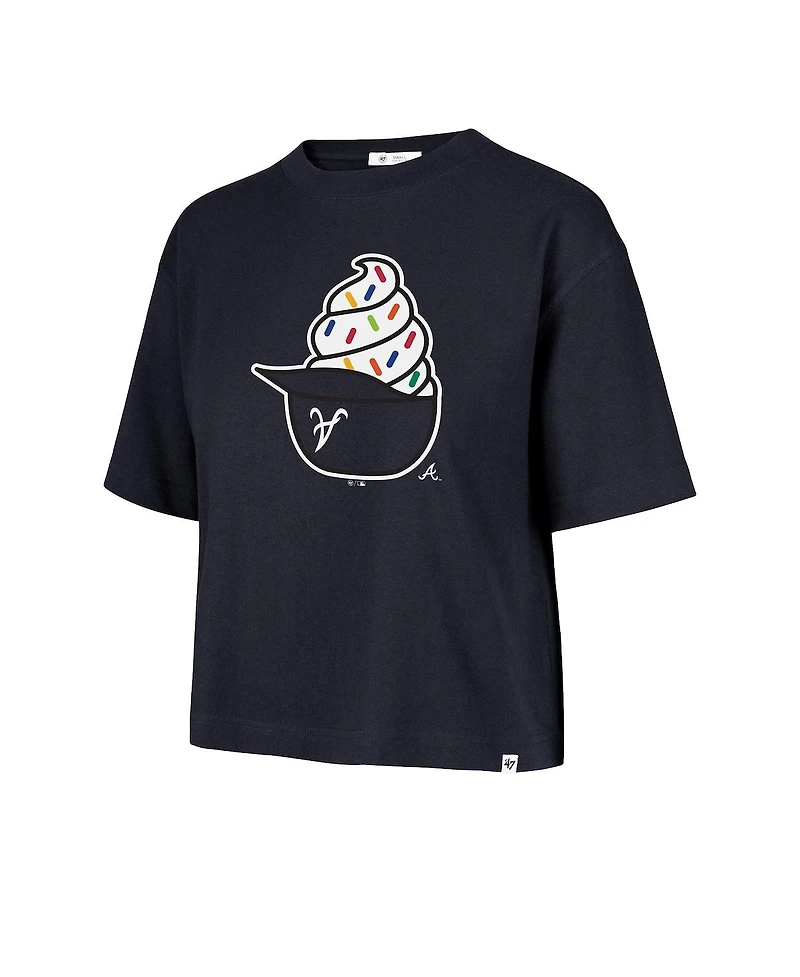 '47 Brand Women's Navy Atlanta Braves Ice Cream Helmet T-Shirt