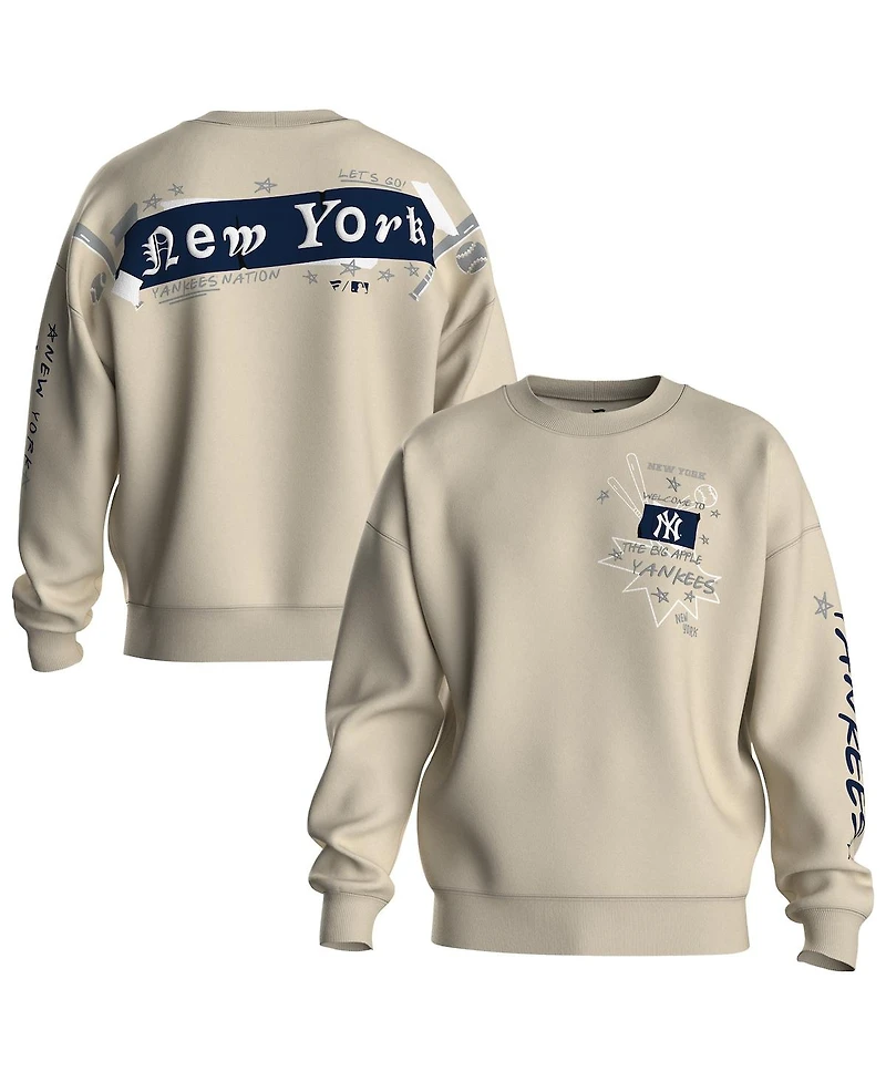 Fanatics Women's Beige New York Yankees Graffiti Fleece Sweatshirt
