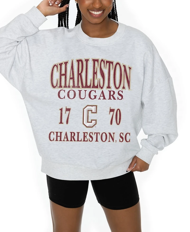Gameday Couture Women's Ash Charleston Cougars Premium Fleece Pullover Sweatshirt
