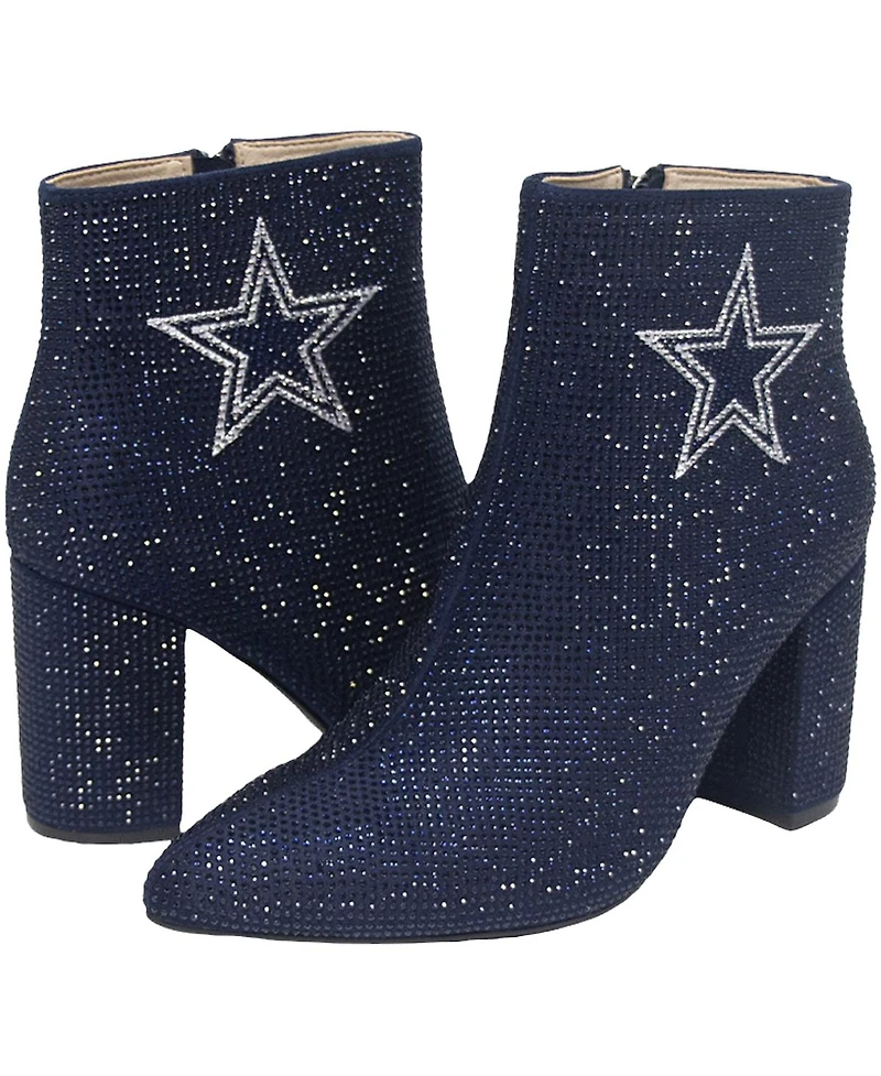 Cuce Women's Navy Dallas Cowboys Crystal Heel Booties