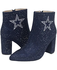 Cuce Women's Navy Dallas Cowboys Crystal Heel Booties