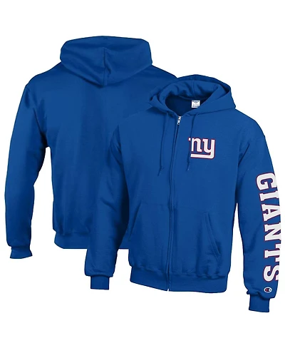 Champion Men's Royal New York Giants Powerblend Fleece Full-Zip Hoodie