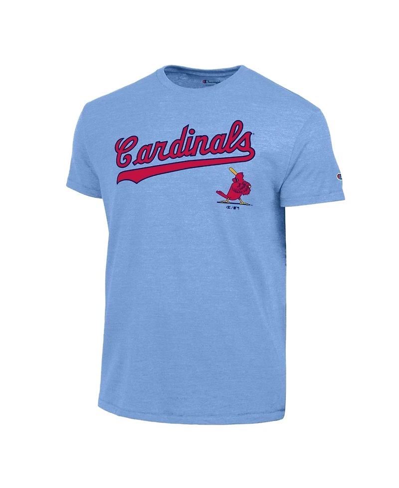 Champion Men's Light Blue St. Louis Cardinals Cooperstown Wordmark Lockup Tri-Blend T-Shirt