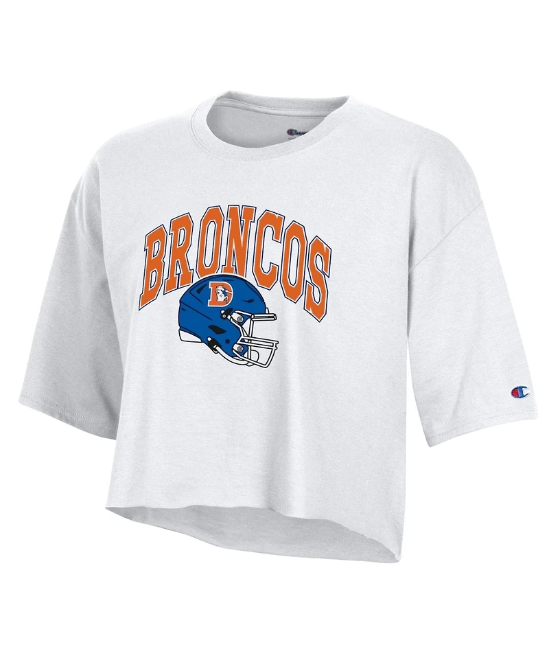 Champion Women's White Denver Broncos Boyfriend Cropped T-Shirt