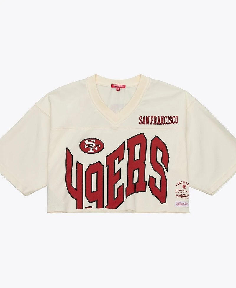 Mitchell & Ness Women's Joe Montana Cream San Francisco 49ers Retired Player Cropped Fashion Jersey