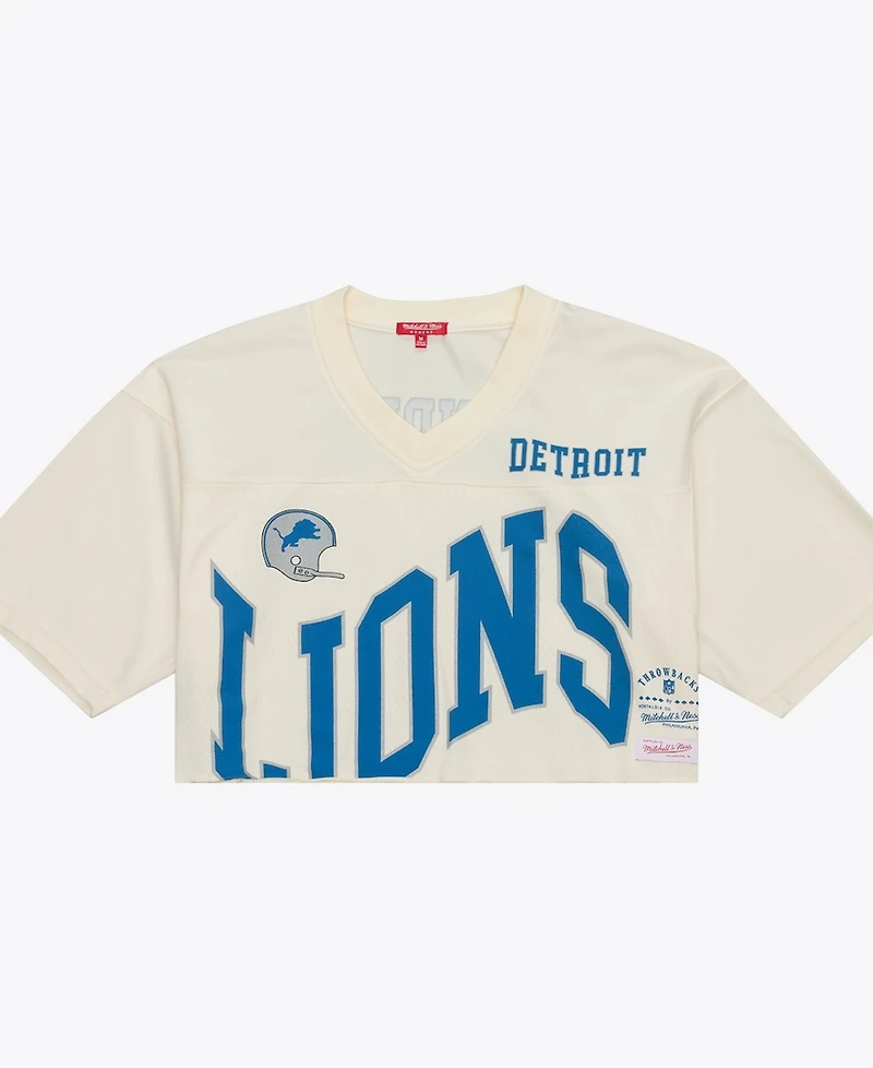Mitchell & Ness Women's Barry Sanders Cream Detroit Lions Retired Player Cropped Fashion Jersey
