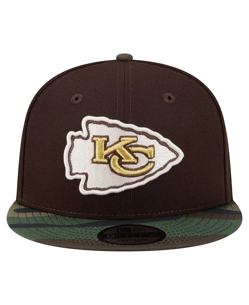 New Era Men's Dark Brown Kansas City Chiefs Burnt Wood Camo 9FIFTY Snapback Hat