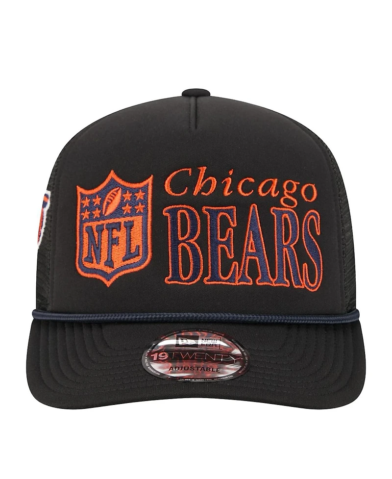 New Era Men's Black Chicago Bears Throwback Foam 19TWENTY Adjustable Hat