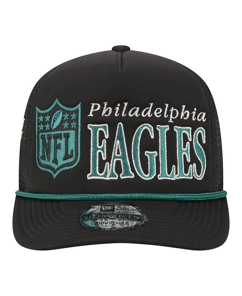 New Era Men's Black Philadelphia Eagles Throwback Foam 19TWENTY Adjustable Hat