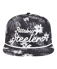 New Era Men's Black Pittsburgh Steelers Palm Print A-Frame 9FIFTY Snapback Hat