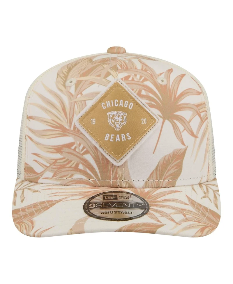 New Era Men's Tan Chicago Bears Tonal Palm Coolera 9SEVENTY Adjustable Trucker Hat