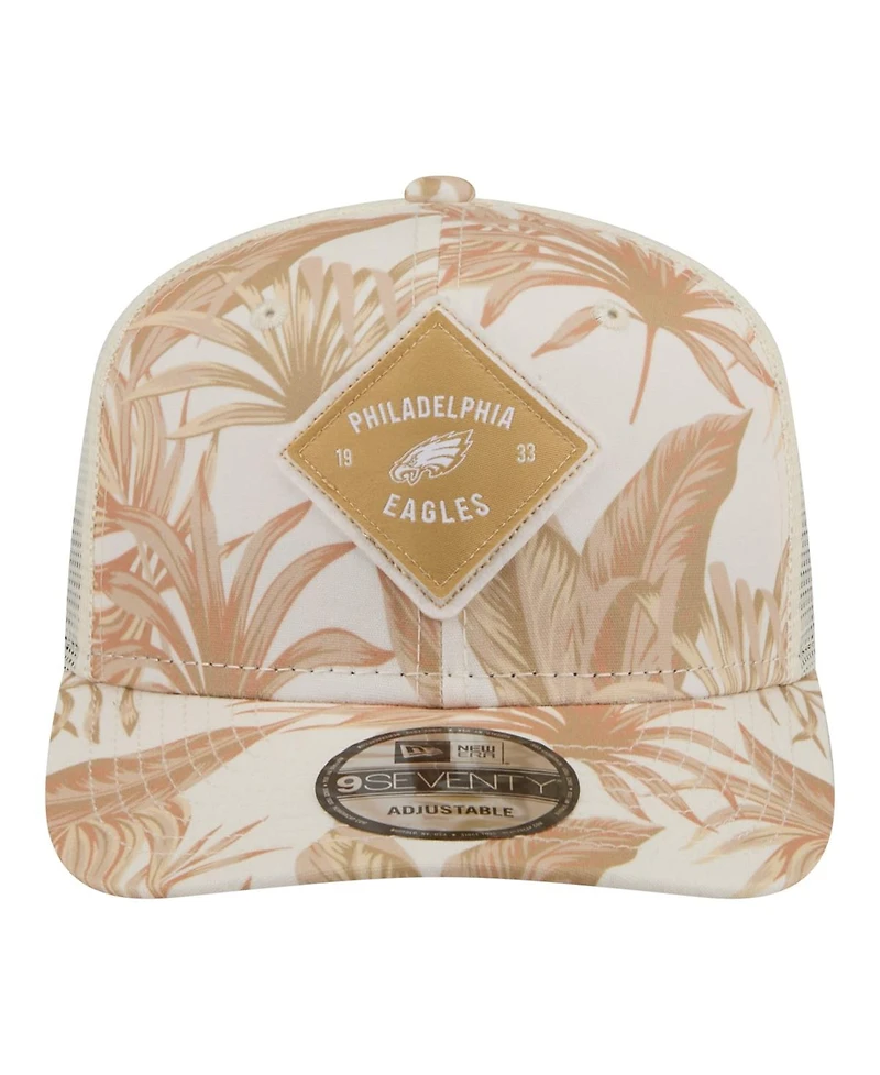 New Era Men's Tan Philadelphia Eagles Tonal Palm Coolera 9SEVENTY Adjustable Trucker Hat
