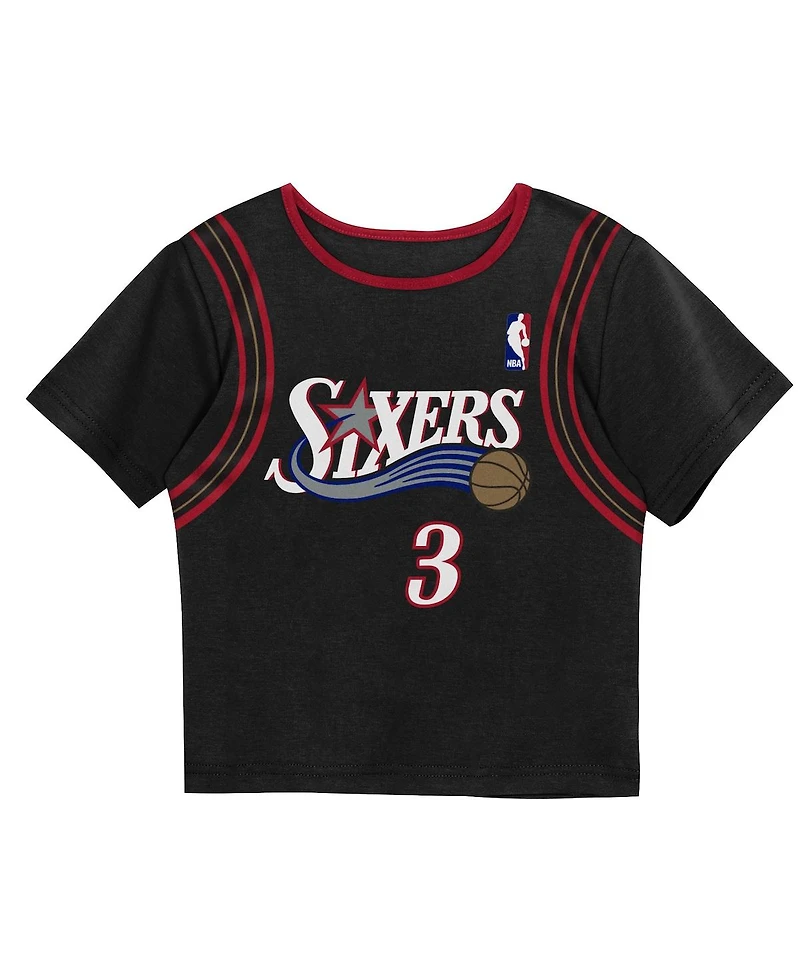 Mitchell & Ness Preschool Allen Iverson Black Philadelphia 76ers Play by Place Two-Pack T-Shirt Shorts Set